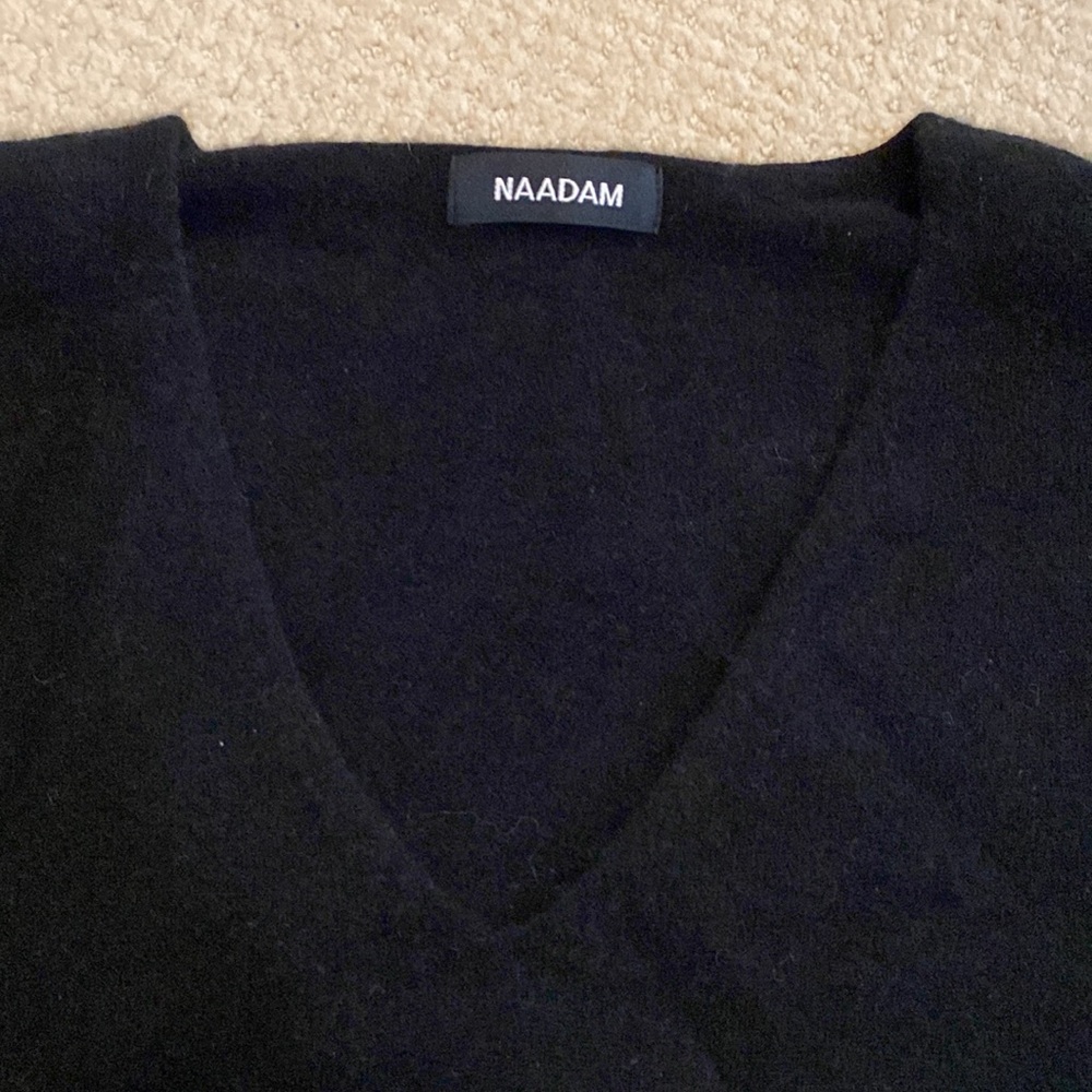 Naadam cashmere v neck sweater black xs - Picture 2 of 5